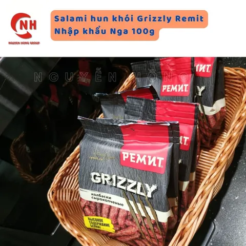 Salami que hun khói Grizzly 100g , xúc xích ăn liền Nga Ăn Vặt Food Thức Ăn