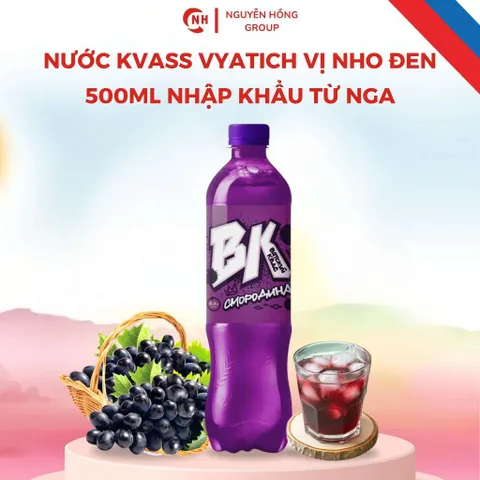 Nước Kvass Vyatich vị nho đen 500ML Nhập Khẩu Từ Nga đặc sản thơm ngon
