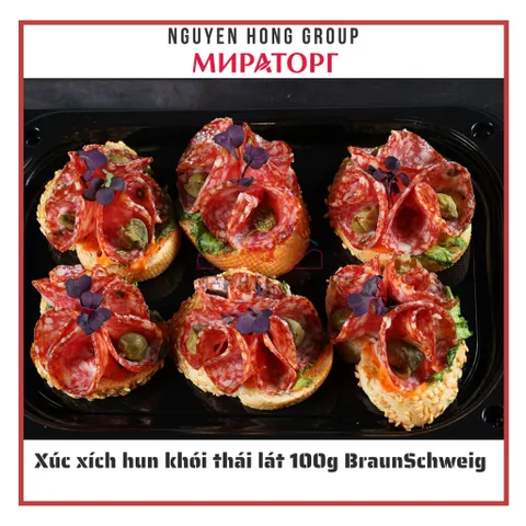 Xúc xích hun khói thái lát Nga 100g BraunSchweig Miratorg