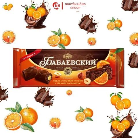 Kẹo socola babaevsky nhân cam và hạt phỉ 165g nhập khẩu Nga thơm ngon chocolate snack ăn vặt