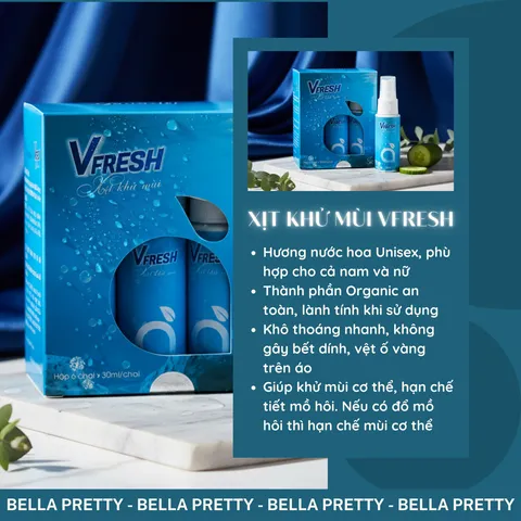 Xịt khử mùi Vfresh thơm mát giảm mùi hôi cơ thể nam nữ 30ml