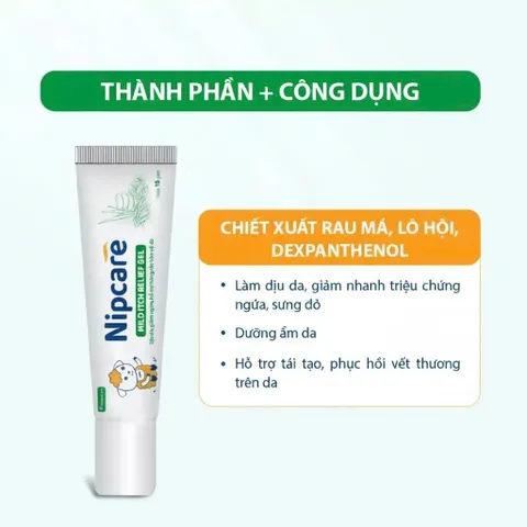 Gel bôi Nipcare Mild Itch Relief 15g - giảm ngứa, dịu da cho bé khi muỗi đốt, chàm sữa, hăm