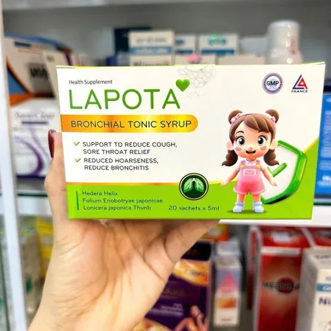 LAPOTA Siro bổ trợ đường hô hấp 20 gói x 5ml hỗ trợ giảm ho và đau họng