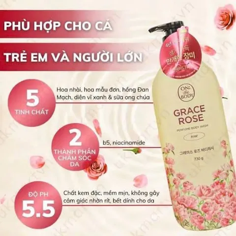 Sữa Tắm On The Body Hương Grace Rose Chai 730ml [hàng nhập khẩu full vat]