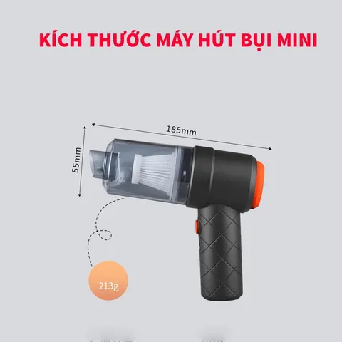 Máy hút bụi cầm tay Mini - Máy hút không dây lực hút siêu mạnh sử dụng pin sạc, dùng hút bụi ô tô-