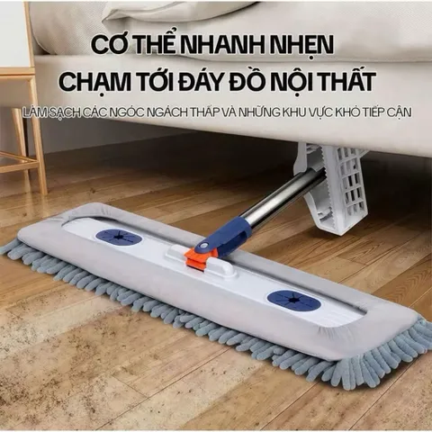 Cây Lau Nhà Tự Vắt Bông San Hô 45cm, Chổi Lau Nhà Tự Vắt Xoay 360 Độ Sợi Microfiber Siêu Thấm  -