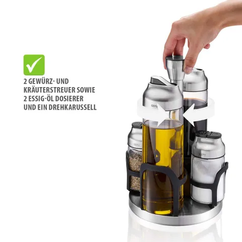 Set 4 lọ đựng gia vị kèm giá để Gefu Kippo Vinegar-Oil and Spice Cruet Stand 33734