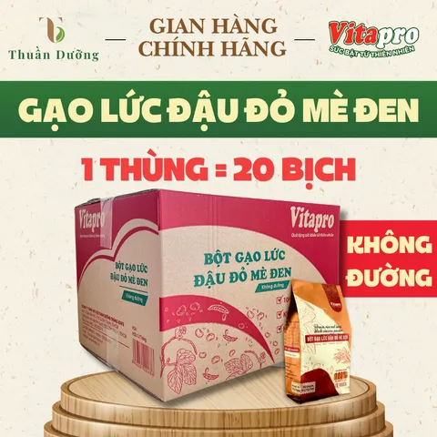 Bột Gạo Lức Đậu Đỏ Mè Đen Vitapro Không Đường Thùng 20 Bịch - Ngũ Cốc Dinh Dưỡng Ăn Kiêng Eat Clean