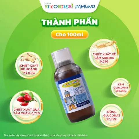Fitobimbi IMMUNO Bổ Sung Vitamin Và Khoáng Chất Giúp Tăng Cường Sức Khoẻ Cho Trẻ Hộp 200ml Hàng Công Ty Chính Hãng