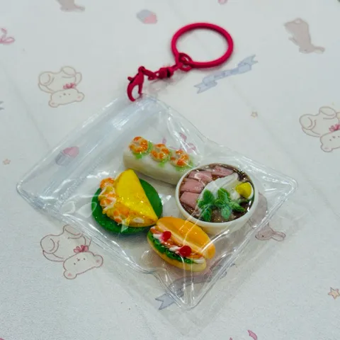 Móc khoá Set món ăn Việt Nam - Gỏi cuốn - Phở bò - Bánh mì - Bánh xèo - Đậm chất Việt