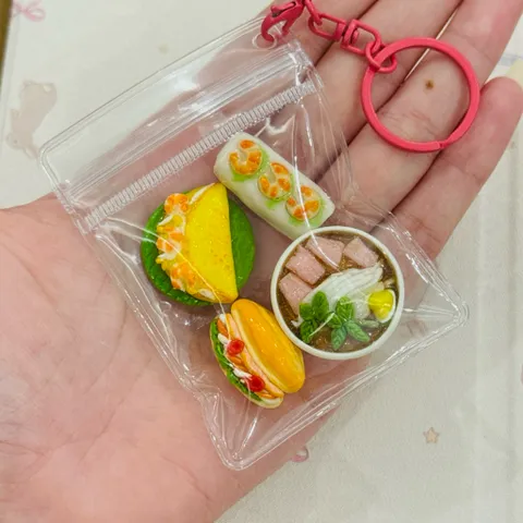Móc khoá Set món ăn Việt Nam - Gỏi cuốn - Phở bò - Bánh mì - Bánh xèo - Đậm chất Việt