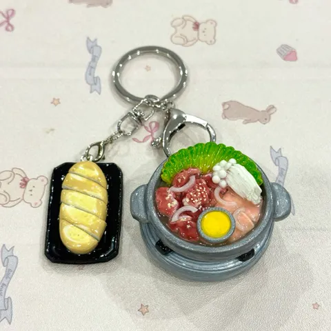 Móc khoá Set bò nầm nướng - Bánh mì bơ phố cổ Hà Nội