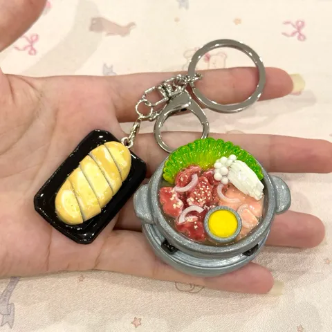 Móc khoá Set bò nầm nướng - Bánh mì bơ phố cổ Hà Nội