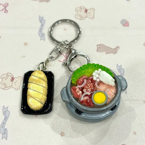 Móc khoá Set bò nầm nướng - Bánh mì bơ phố cổ Hà Nội