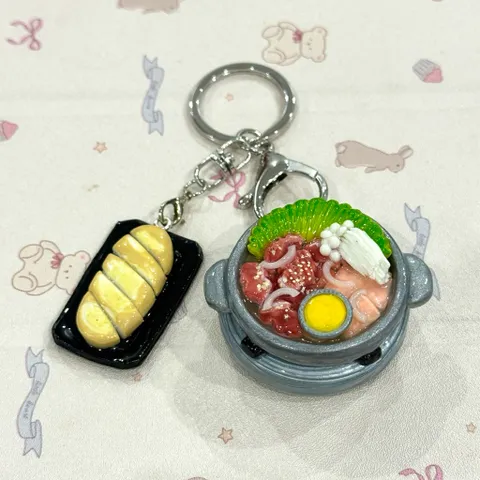 Móc khoá Set bò nầm nướng - Bánh mì bơ phố cổ Hà Nội
