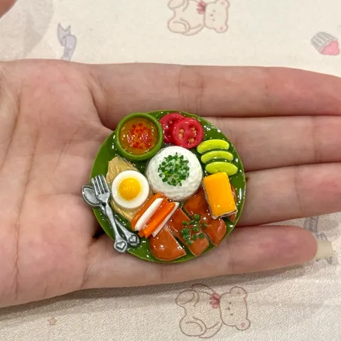 Mô hình Dĩa cơm tấm mini nhà búp bê