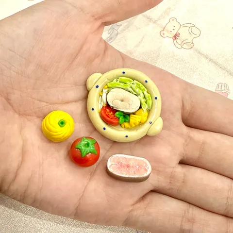 Mô hình set canh chua cá lóc nhà búp bê mini