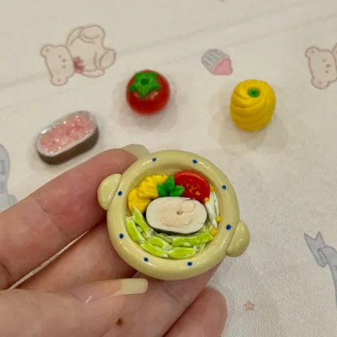 Mô hình set canh chua cá lóc nhà búp bê mini