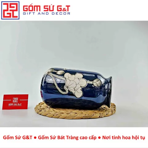 Lọ hoa men hỏa biến dáng đầm vẽ sen Gốm Sứ G&T