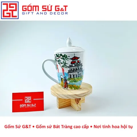 Cốc thóp vẽ cảnh Hà Nội Gốm Sứ G&T