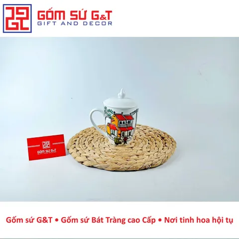 Cốc thóp vẽ cảnh Hà Nội Gốm Sứ G&T