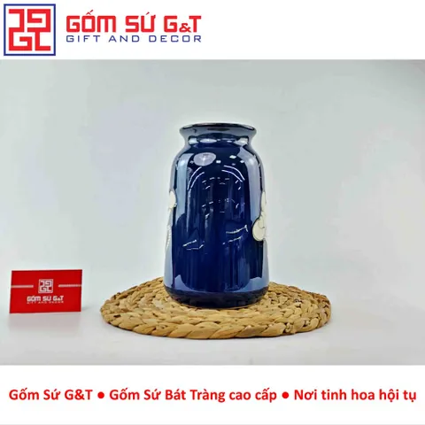Lọ hoa men hỏa biến dáng đầm vẽ sen Gốm Sứ G&T
