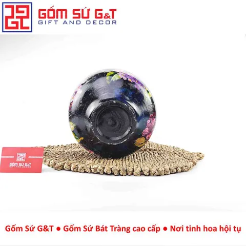 Lọ Hoa Gốm Sứ Bát Tràng Vuốt Tay Dáng Vò Vẽ Hoa Cẩm Tú Cầu Thủ Công Cao Cấp