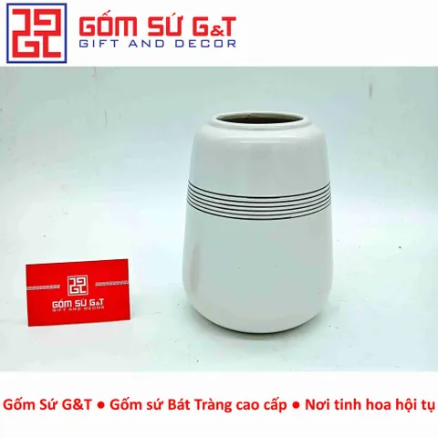 Lọ hoa trang trí dang đu đủ kẻ sọc ngang Gốm Sứ G&T