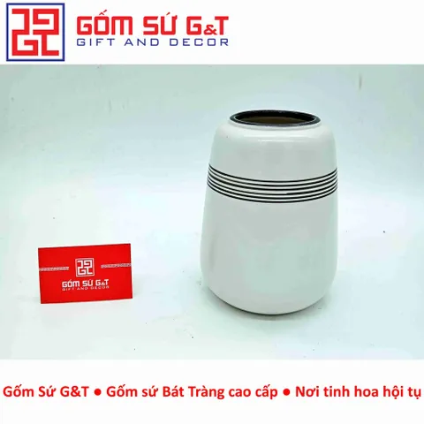 Lọ hoa trang trí dang đu đủ kẻ sọc ngang Gốm Sứ G&T