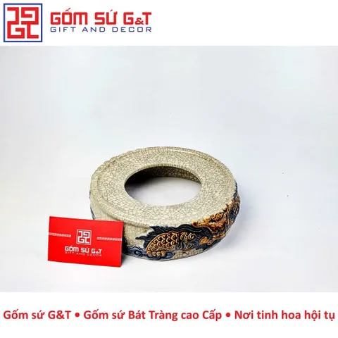 Chân bát hương men đắp rồng nổi Gốm Sứ G&T