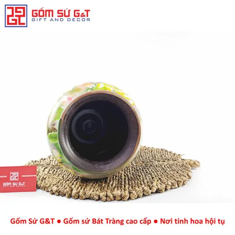 Lọ Hoa Gốm Bát Tràng Vuốt Tay Dáng Chân Đèn Vẽ Sen Chuồn – Bình Cắm Hoa Gốm Sứ Thủ Công Trang Trí Phòng Khách Cao Cấp