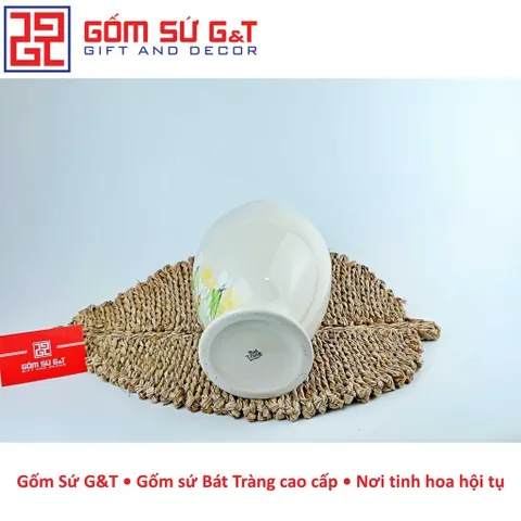 Lọ hoa trang trí dáng đùi dế vẽ cúc họa mi Gốm Sứ G&T