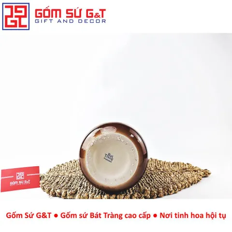 Lọ hoa trang trí dáng đu đủ vẽ gieo duyên quan họ 3D nâu trầm Gốm Sứ G&T