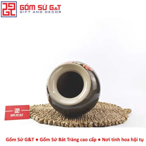 Lọ hoa vuốt tay dáng búp bê vẽ hoa hồng