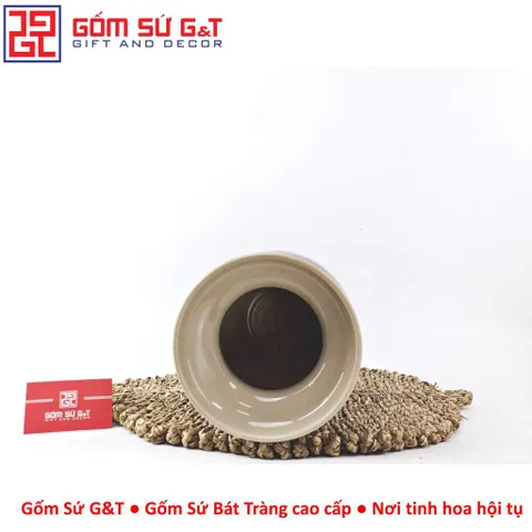 Lọ hoa vuốt tay dáng thon vẽ hoa hồng Gốm Sứ G&T