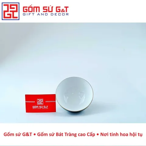 Combo 10 chiếc bát cơm xanh vàng kim lòng trắng Gốm Sứ G&T