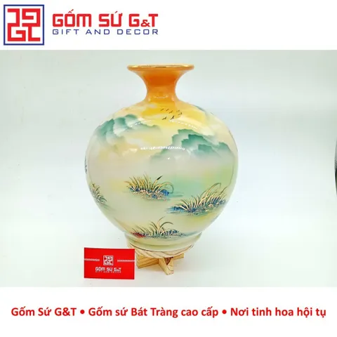 Bóng hút tài lộc mã đáo thành công vẽ vàng kim Gốm Sứ G&T