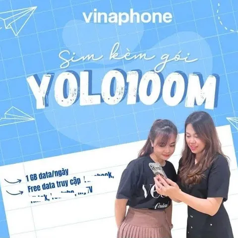 SIM Data VinaPhone YOLO100M 1GB Ngày Gói 6 Tháng Và 12 Tháng 4G 5G Miễn Phí Mạng Xã Hội