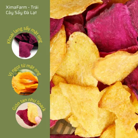 Khoai lang sấy mật ong giòn thơm ngon đặc biệt 200gr , TÚI 500G hoa quả sấy đặc sản đà lạt