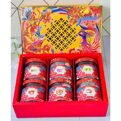 Hộp Quà Tết 6 món Trái Cây Sấy , Bánh Hạt Dinh Dưỡng  , Kẹo Nougat Sữa Chua Trái Cây , Kẹo Sữa Chua Sấy Dẻo /  Ximafarm