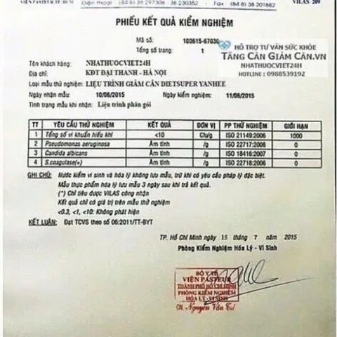 GIẢM CÂN YANHEE VIP 18 - GIẢM CÂN CHÍNH HÃNG THÁI LAN
