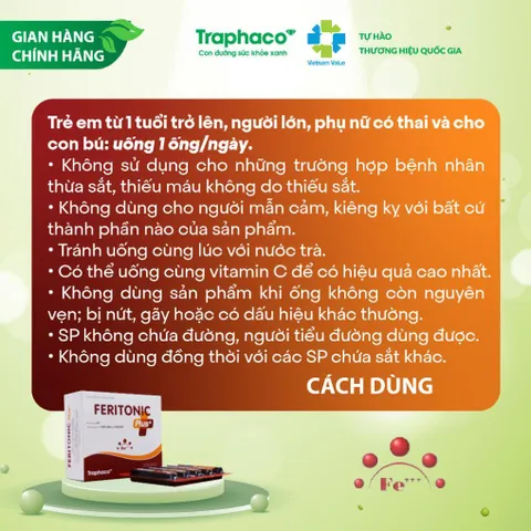 TPBVSK Feritonic Plus+ Ống Uống Bổ Sung Sắt – Hỗ Trợ Giảm Nguy Cơ Thiếu Máu Hộp 20 Ống x 10ml 834994