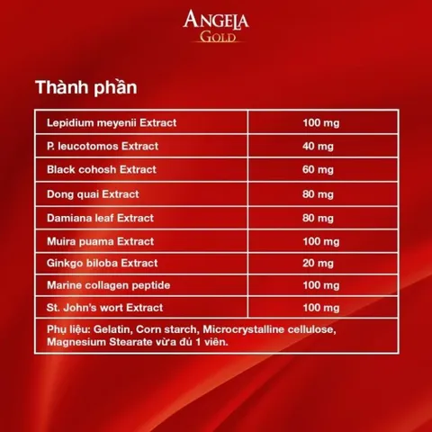 Viên uống Angela gold tăng cường sức khoẻ, sắc đẹp và sinh lý nữ không chứa mầm đậu nành Hộp 60 Viên & 30 Viên 835048
