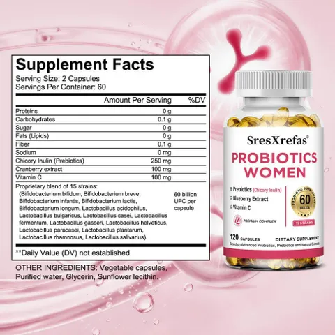 SresXrefas Probiotics Women 60 Tỷ Lợi Khuẩn 15 Chủng Men Vi Sinh Nữ Hỗ Trợ Tiêu Hóa, Tăng Miễn Dịch Và Tiết Niệu 835066