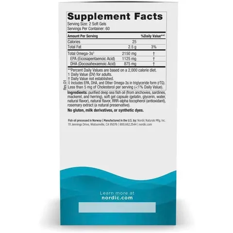 Viên Uống Dầu Cá Nordic Naturals Ultimate Omega  2X 2150mg Omega-3 cua Mỹ 60 viên