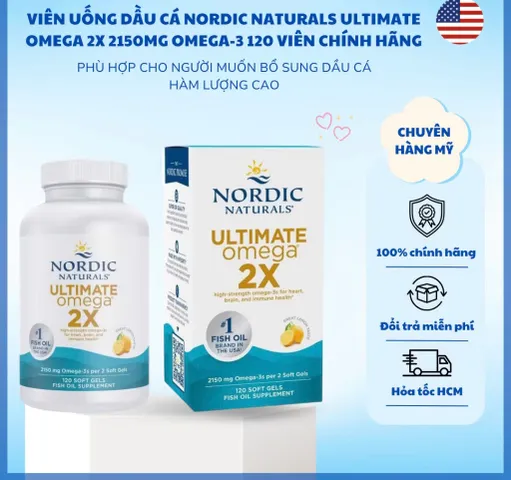 Viên Uống Dầu Cá Nordic Naturals Ultimate Omega  2X 2150mg Omega-3 cua Mỹ 60 viên