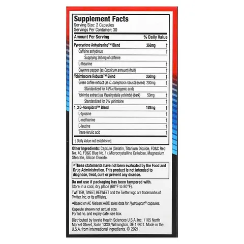 Hydroxycut Hardcore Weight Loss 60 viên nang giải phóng nhanh,cải thiện cân nặng