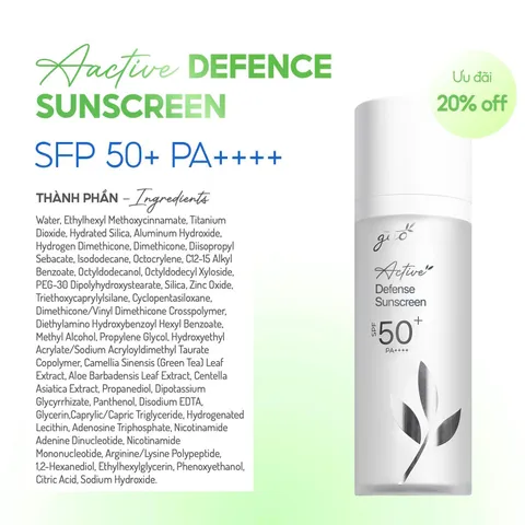 Kem chống nắng kiềm dầu nâng tone tự nhiên, SPF50+ PA++++, Active Defense Sunscreen GUO 30g