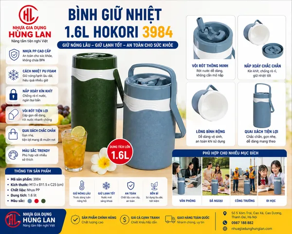 BÌNH GIỮ NHIỆT 1.6 HOKORI 3984
