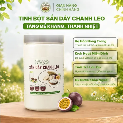 Tinh Bột Sắn Dây Chanh Leo Thảo Mộc Organic Hộp 500g - Giải Nhiệt Mùa Hè, Đập Tan Cơn Khát  Giảm Nóng Trong, Mụn Nhọt